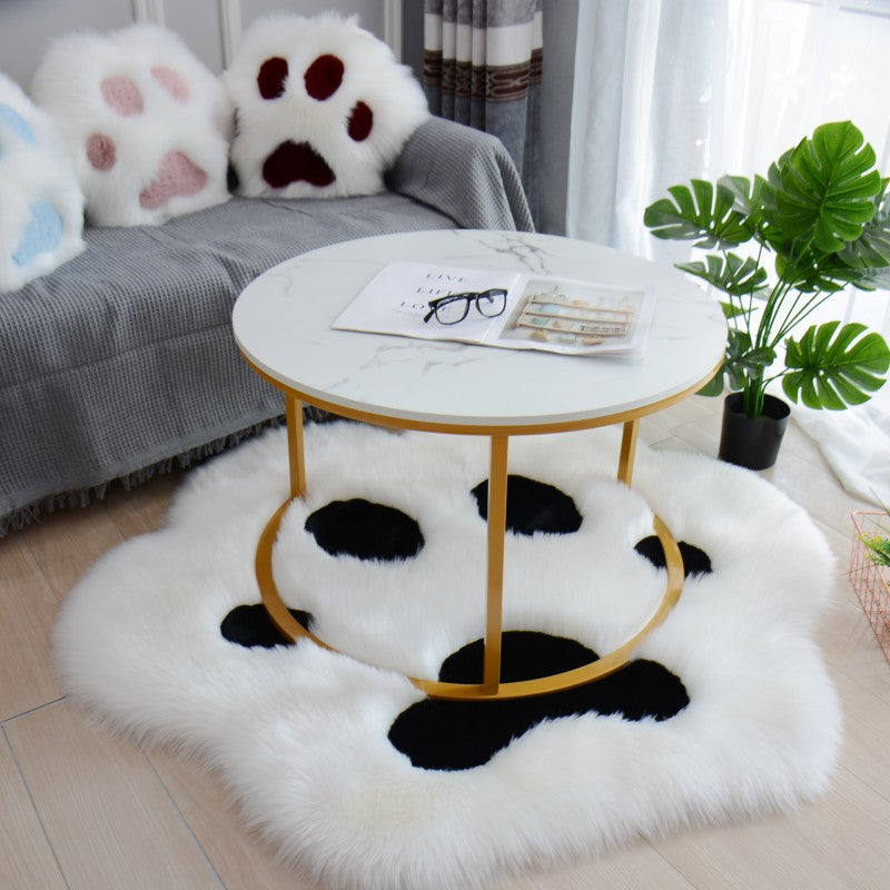 Alfombra de felpa suave con patrón de pata de gato, sofá para el hogar, mesa de café, alfombrilla para el suelo, alfombra decorativa para dormitorio y mesita de noche