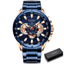Reloj Curren para hombre, marca de lujo, esfera grande, relojes de cuarzo azul para hombre, cronógrafo, reloj de pulsera deportivo para hombre, reloj de fecha de acero inoxidable