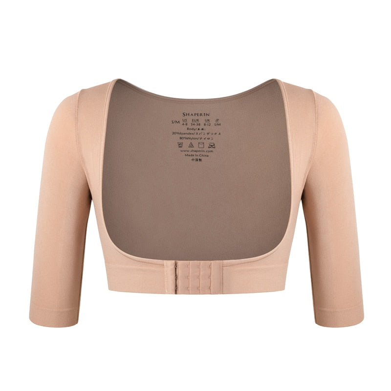 Moldeador de brazo superior, Corrector de postura más delgado, Tops para mujer, ropa moldeadora correctiva de hombro, mangas de compresión sin costuras, soporte de espalda