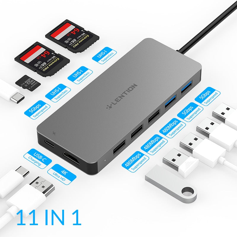 USB HUB to Multi USB 3.0 HDMI Adapter Dock for M1 MacBook Pro Air 13.3 Accessories USB-C Type C SD TF Splitter 11 Port USB C HUB