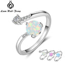 Silberfarbene Damenringe Zirkonia Verstellbarer Wickelring mit synthetischem runden blauen Opal Hochzeit Modeschmuck für Damen