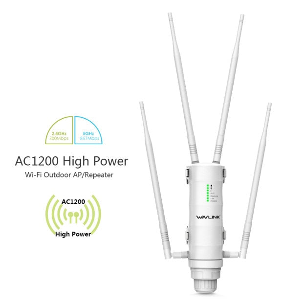 Wavlink Outdoor WiFi Range Extender Wireless Access Point Dual Band 2.4G+5Ghz High Power Wifi Router/Repeater Signal Booster POE