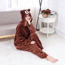 Oso Onesie mujeres hombres Kigurumis Animal pijama dibujos animados zapatillas Festival Homewear invierno cálido traje cremallera botón monos