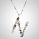 ANDYWEN 925 plata esterlina 26 letras oro inicial AB colgante collar fino cadena larga ajustable Mini PG CZ joyería