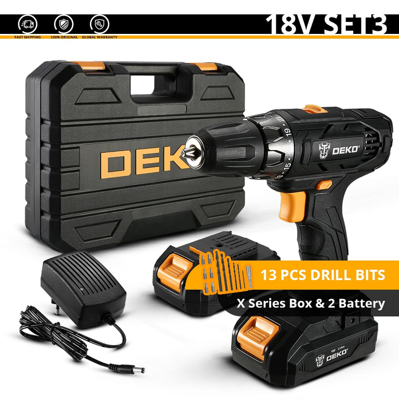 DEKO  GCD20DU5 16/18V 16/18 Volt Max Electric Screwdriver Cordless Drill Mini Power Driver DC Lithium-Ion Battery 2-Speed