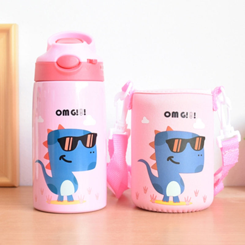 Hot Sales  Cute Children Powdered Milk Kettle Cartoon Stainless Steel 316 Straw Thermos Flasks Baby&