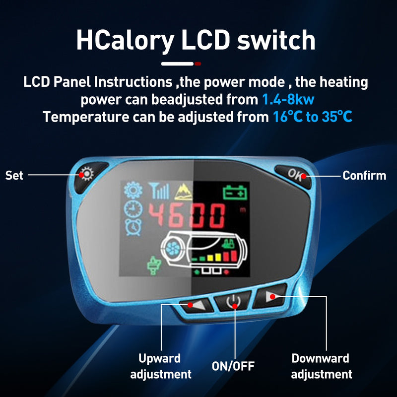 HCalory Air Diesel Heater  5-8KW 12V Car Heater Great switch Parking Heater Equipped with remote control for Forklift Truck BUS