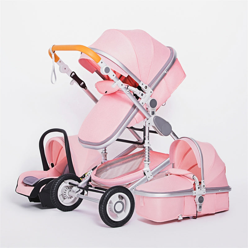 Cochecito de bebé de paisaje alto 3 en 1 con asiento de coche cochecito rosa cochecito de viaje de lujo asiento de coche y cochecito portabebés