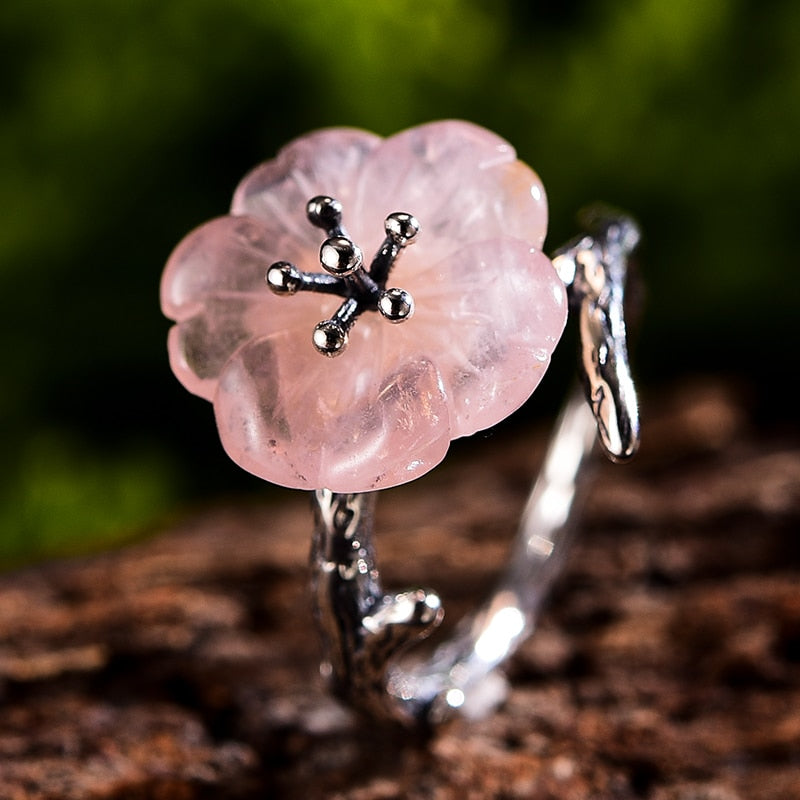 Lotus Fun, Plata de Ley 925 auténtica, piedras preciosas naturales, joyería fina, flor bonita bajo la lluvia, anillo, anillos abiertos para mujer, accesorios