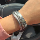 3 unids/set de pulseras y brazaletes con números romanos reales, brazalete rectangular trenzado de acero inoxidable, pulsera de lujo para hombres, joyería para hombres