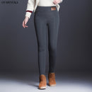 OUMENGK 2022 New Fashion High Waist Autumn Winter Women Thick Warm Elastic Pants Quality S-5XL Trousers Tight Type Pencil Pants