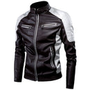 Ucrazy Men 2022 Winter Casual Motor Spliced Leather Jacket Coat Men Autumn Fashion Biker Vintage Warm Leather Jacket Coat Men