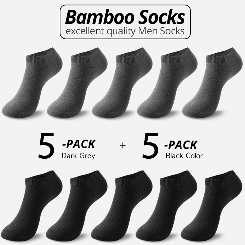 10 Paar Bambusfaser Herren Socken Short Ankle Business Schwarz Männlich Meias Socken Sommer Atmungsaktiv Herren Kleid Schuhe Kleidung Größe 38-44