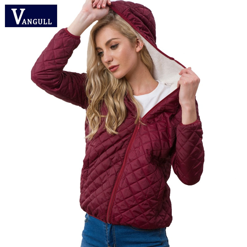 Vangull Damen Kapuzenjacke Casual Basic Warm Velvet Lamm Parka Mantel Herbst Winter New Solid Light Soft Famale Oberbekleidung