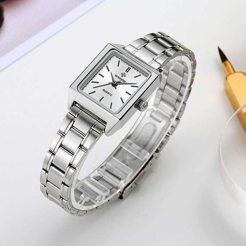 Montre Femme 2022 WWOOR, relojes de marca de lujo para mujer, reloj pequeño rectangular a la moda, vestido de cuarzo para mujer, pulsera para mujer, reloj de pulsera