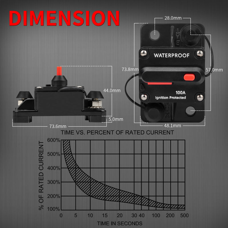 Disyuntor 30A-300A 12V curricán con reinicio Manual coche barco Manual protección de energía para sistema de Audio fusible coche 48VDC impermeable