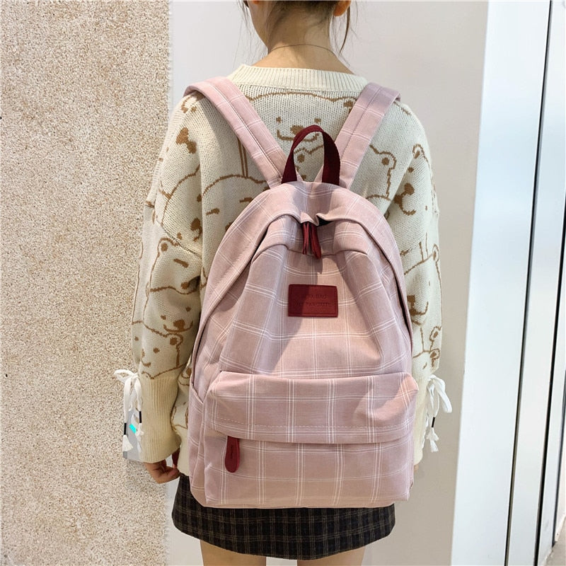 Fashion Girl College School Bag Casual New Simple Women Backpack Striped Book Packbags for Teenage Travel Shoulder Bag Rucksack