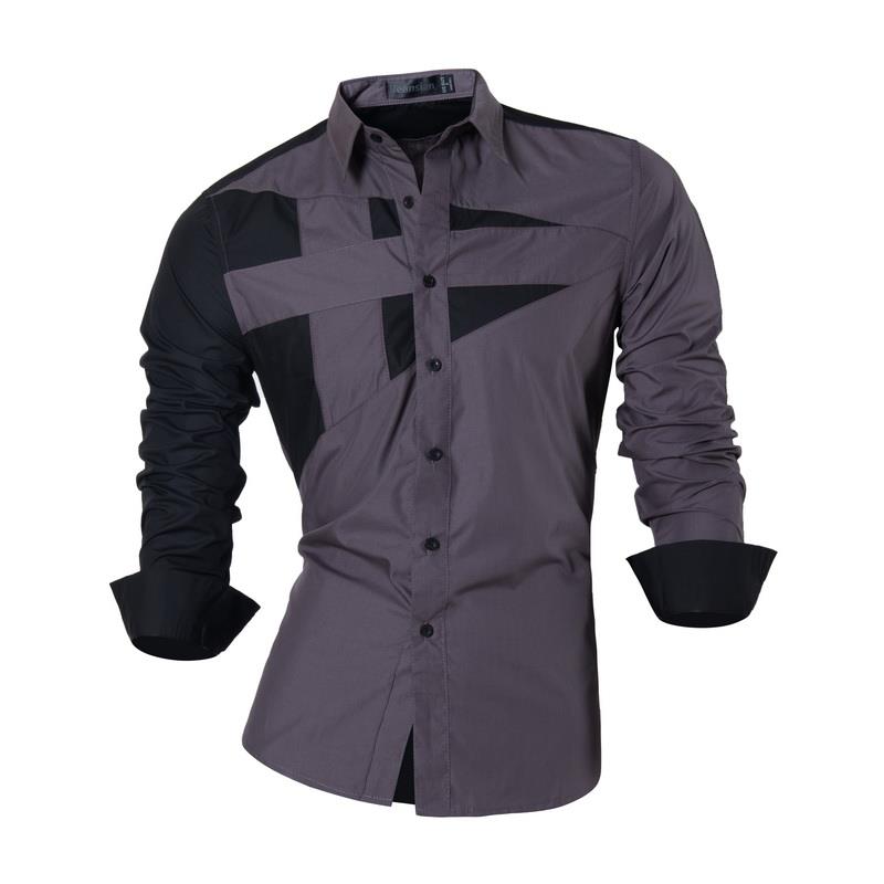 jeansian Spring Autumn Features Shirts Men Casual Long Sleeve Casual Male Shirts Zipper Decoration (No Pockets) Z015