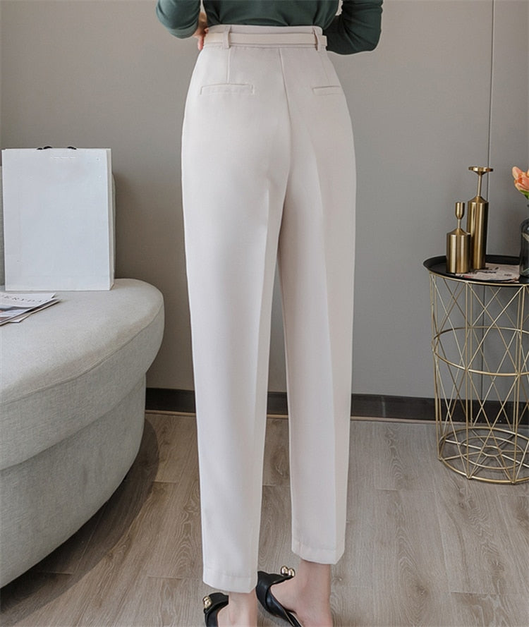 Colorfaith nuevo 2022 cintura alta moda coreana elegante Oficina dama hasta el tobillo con cinturón Primavera Verano mujeres traje pantalones P7223