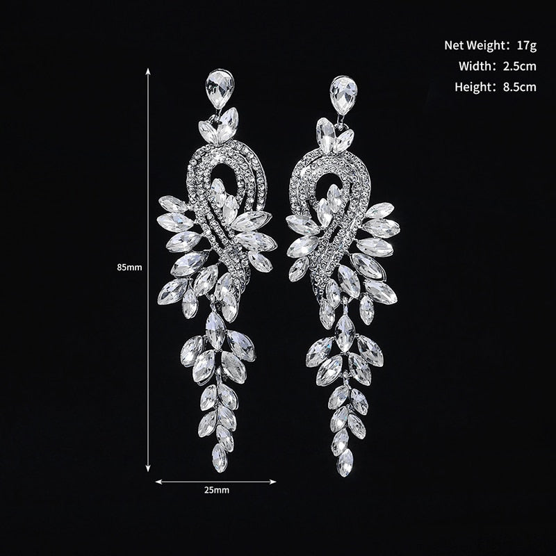 Miallo Mode österreichische Kristalllegierung lange Brautohrringe für Frauen Hochzeit große Ohrringe für Braut Brautjungfern