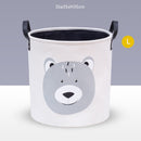 Cesta de lavandería de lino y algodón, organizador para ropa sucia, organizador de juguetes con estampado de dibujos animados de animales de algodón, almacenamiento y organización para el hogar