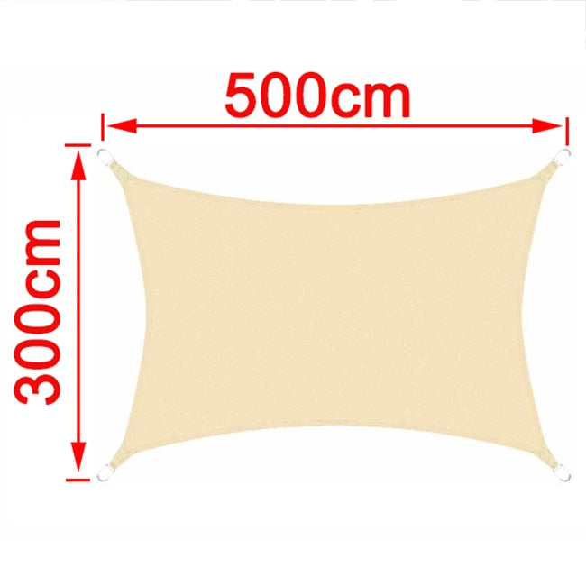 Beige 300D Waterproof Polyester Shade Sail, Triangle, Rectangle, Square Awning for Outdoor Garden, Beach, Terrace, Pool Awning