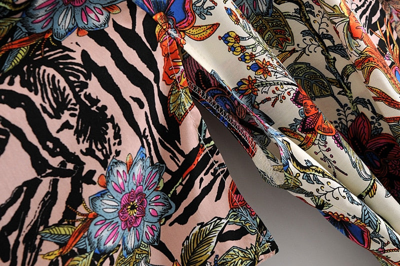 2021 Bohemia Locate Floral Print Long Kimono Shirt Hippie Women Lacing up Tie Bow Sashes Cardigan Loose Blouse BOHO Tops Holiday