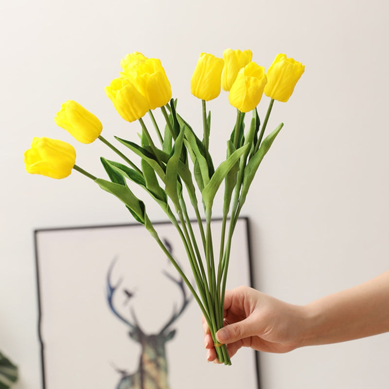 10pcs Tulip Artificial Flower Branch PU Tulipas Flor Artificial Bouquet Real Touch Fake Flower for Wedding Home Table Decoration