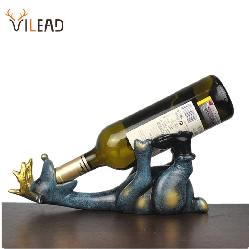 Soporte para botella de vino de alce de resina Vilead, figuritas de animales, estatua creativa de venado tumbado, mesa de adorno, decoración del hogar para sala de estar