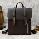 Vintage Crazy Horse Leather Men Backpack Unisex Cow Leather 14" Laptop Rucksack Women Thick Real Leather School Bag Casual Bag