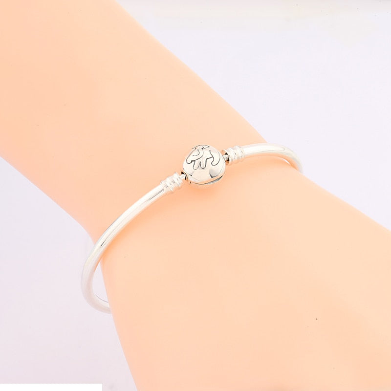 Anomokay nuevo 100% Plata de Ley 925 lindo pequeño León brazaletes pulseras para niños moda regalo de cumpleaños S925 joyería de plata