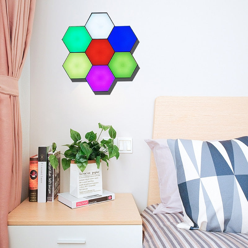 Lámpara cuántica de luz nocturna LED moderna, iluminación interior RGB sensible Modular, decoración del hogar, dormitorio, mesita de noche, lámpara de noche táctil magnética