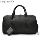 Big Capacity Genuine Leather Travel Bag For Men Women Soft Black Cowhide Casual Travel Duffel Large Luggage Weekend Shoulder Bag