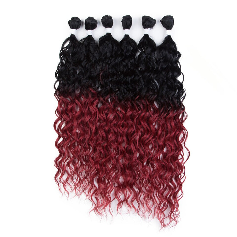 Magic Synthetic 6PCS 24 26 28inches Kinky Curly Hair Bundles Ombre Blonde Farbe Fake Hair Extensions Curly Hair Accessories