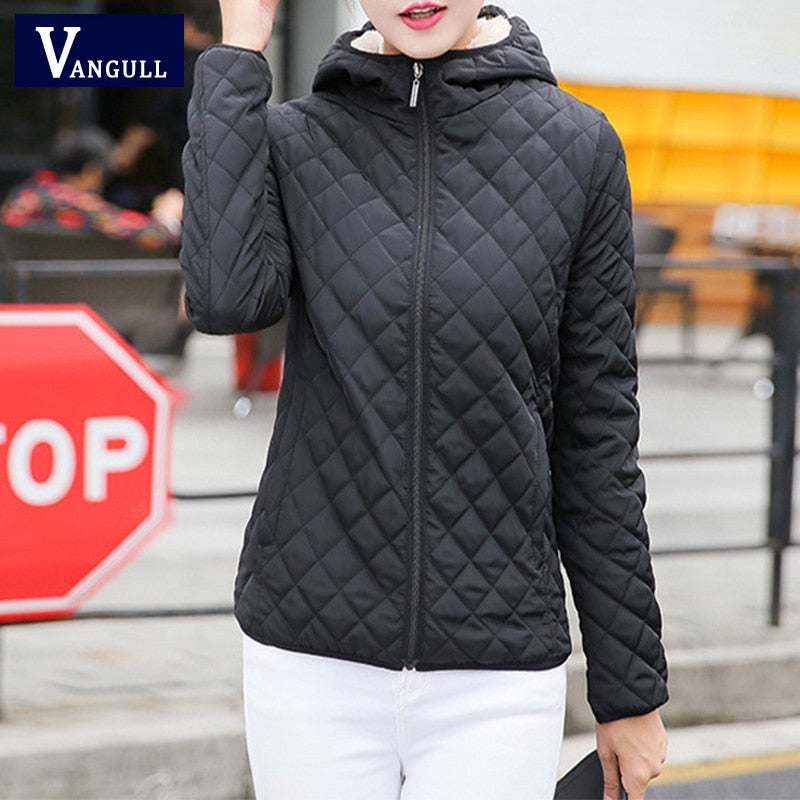 Vangull, chaqueta con capucha para mujer, abrigo Parka de cordero de terciopelo cálido básico informal, novedad de otoño e invierno, ropa de abrigo femenina suave y ligera sólida