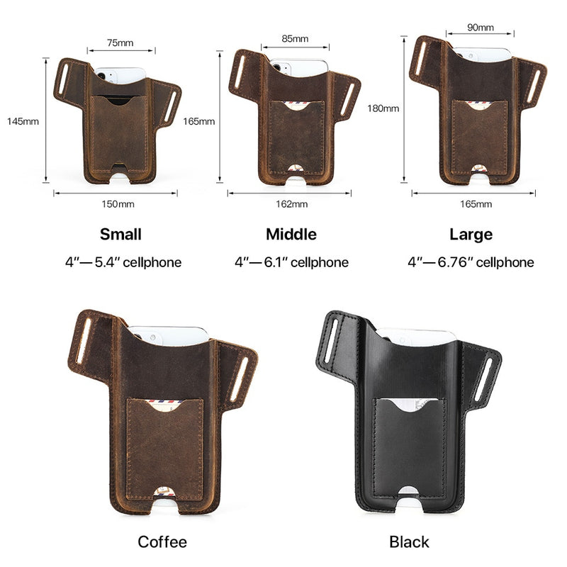 CONTACTS FAMILY 100% Cow Leather Phone Case for iPhone 14 Pro Max 13 12 11 Men Cellphone Loop Holster Case Belt Waist Phone Bag