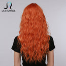 La Sylphide HalloWeen Cosplay Party Wig Long Body Wave Orange Synthetic Hair Wigs With Bangs for Woman Cute Wigs Heat Resistant