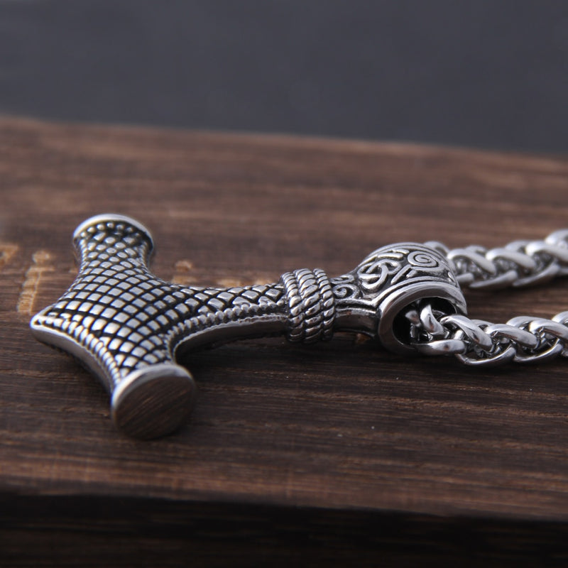 Nie verblassen Thors Hammer Mjolnir Anhänger Halskette Wikinger skandinavische nordische Wikinger Halskette Herren Edelstahl Geschenk