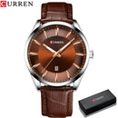 CURREN Relojes de cuarzo para hombres Correa de cuero Relojes de pulsera para hombres Marca de lujo superior Reloj de negocios para hombres 45 mm Reloj Hombres