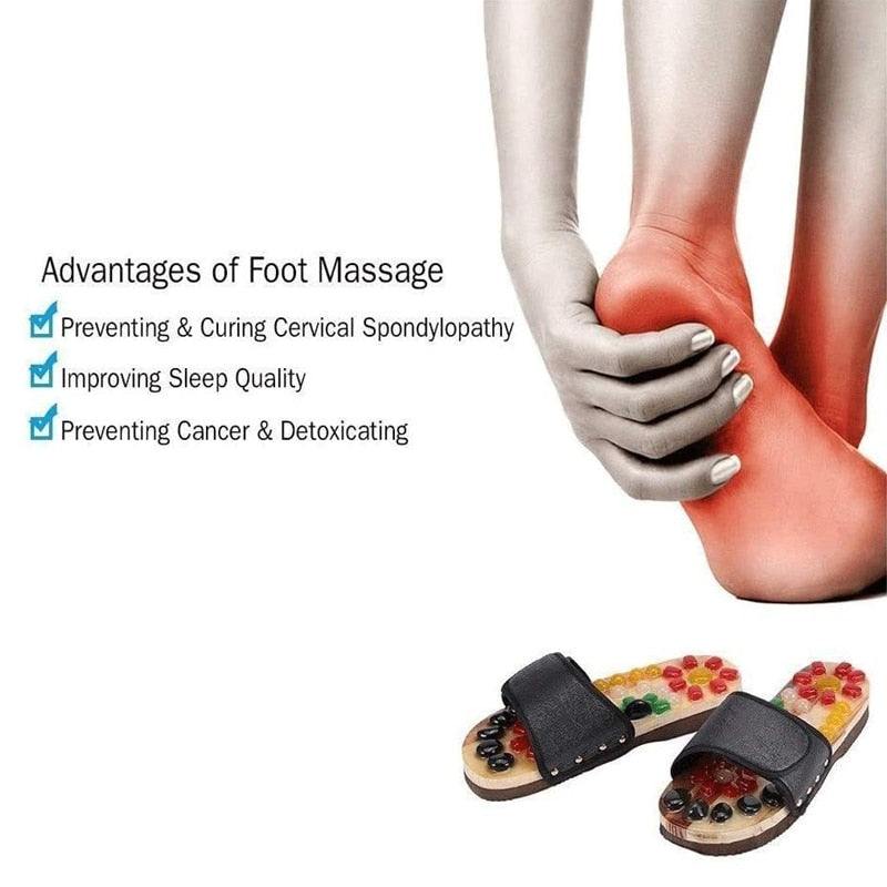 Natural Pebble Stone Foot Massager Slippers Reflexology Care Blood Activating Foot Acupuncture Point Massage Shoes For Men Women