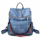 Retro Large Backpack Women PU Leather Rucksack Women&