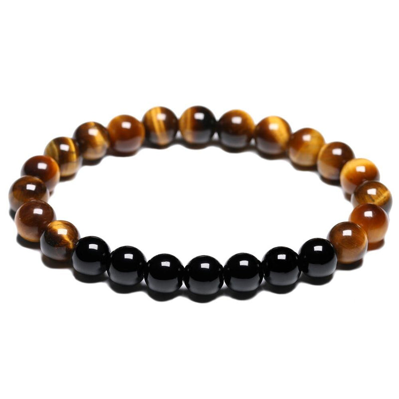 Natural Grade A 8mm Tiger Eye Stone and Black Bright Onyx Beads Necklace108 Bead Mala Jewelry Buddha Prayer Bracelet Women Men