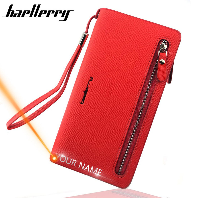 Baellerry Card holder Women Wallets Leather Long Design Quality Passport Cover Casual Women Purse Zipper Multi-function Wallet