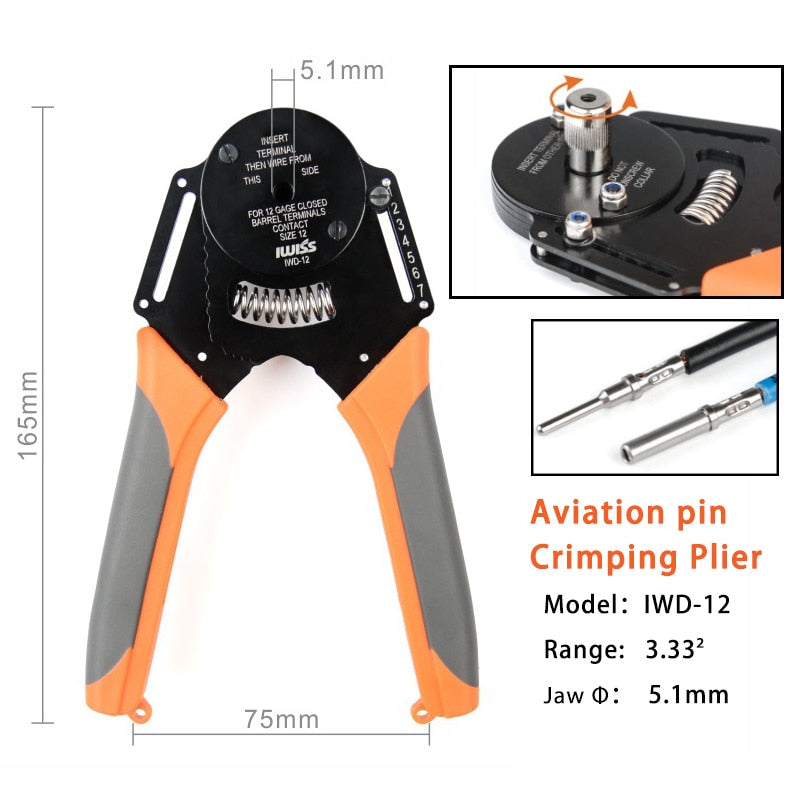 IWD-16 Suitable for Deutsch Connector Crimping Pliers Machining Car Terminal lathe Male and Female Pin 16