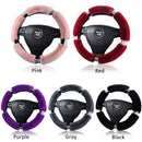 Karcle Fluffy Steering Wheel Cover with Bling Rhinestones Diamond Fur Furry Car Steering Covers Universal 38cm For Women Girl