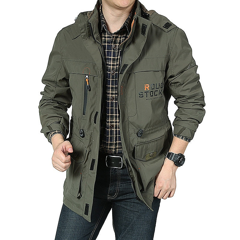 Spring Men Military Tactical Jacken Multi-Pockets Wasserdicht Casual Windbreaker Herren Mantel Outdoor mit Kapuze