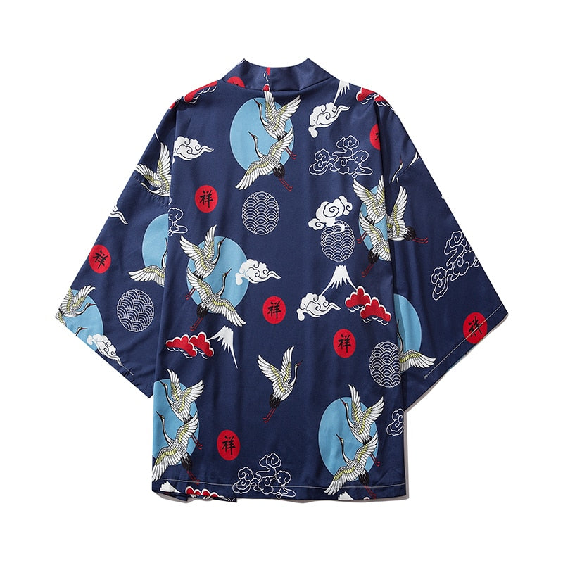 Bebovizi Japan Style Clothes Men Summer Streetwear Cat Print Kimono Cardigan Mandarin Robe Men Unisex Japanese Trend Kimonos