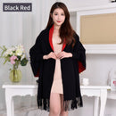 Women Winter Poncho with Sleeve Shawls and Wraps Pashmina Red Thicken Scarf Stoles Femme Hiver Warm Reversible Ponchos and Capes