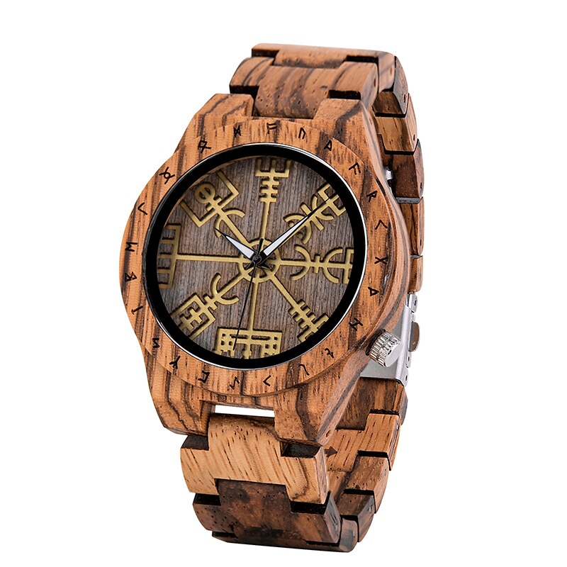 BOBO BIRD Male Watch Wooden Men watches Golden Compass Guide Luminous Hands Wristwatch In Gift box relojes para hombre