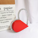 Bolsos de mano de noche con corazón rojo de diamante para mujer, bolso negro elegante con mango de acrílico y diamantes de imitación para fiesta de boda, bolso principal